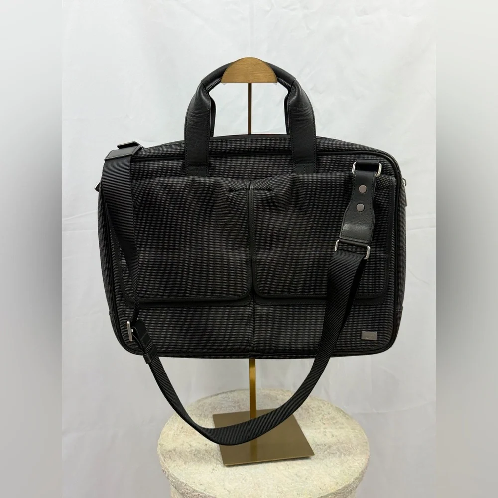 Vintage Dunhill Black Charcoal Briefcase Laptop Bag Leather Trim Strap